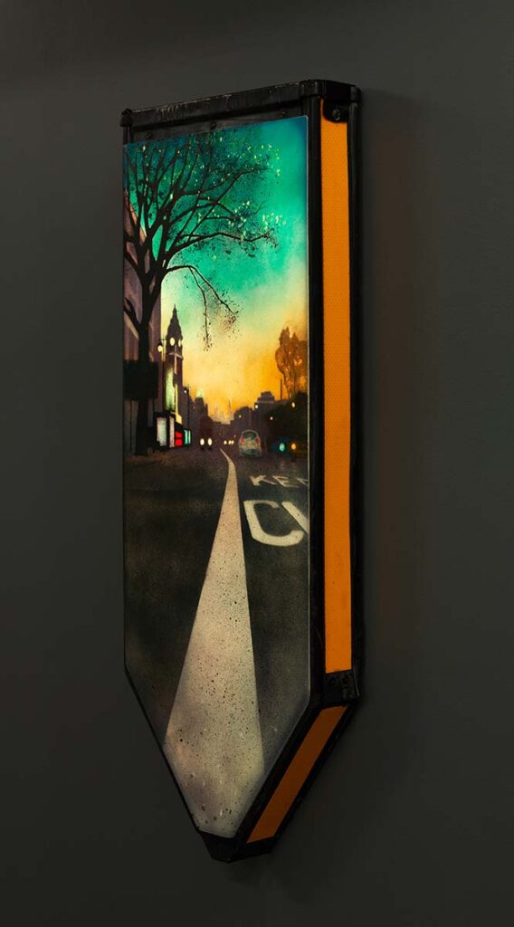 5.08am Brixton Hill, Bollard no.16 - Paintings with light by Andrew Gibson